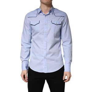 AGLINI Light Blue Slim Fit Collared Long Sleeve Casual Men's Shirt